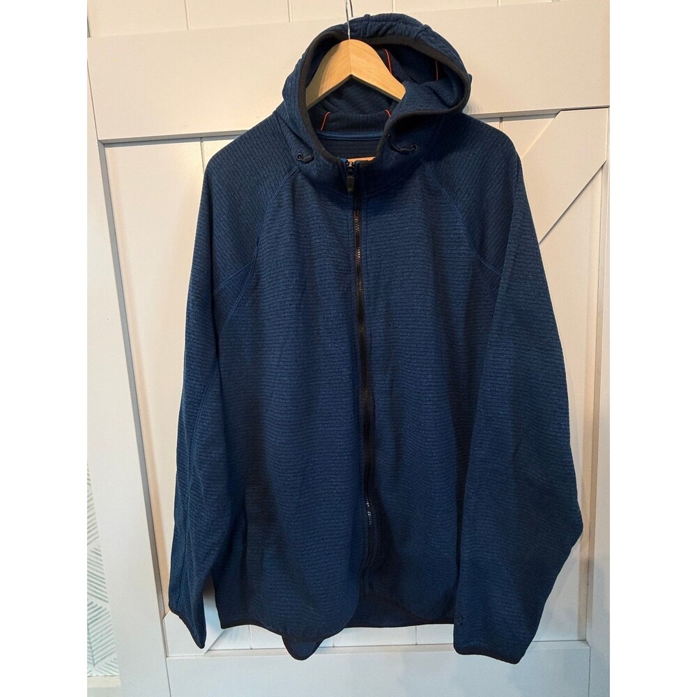 Champion Mens XL Full Zip Hoodie Blue Textured Fleece Jacket Activewear